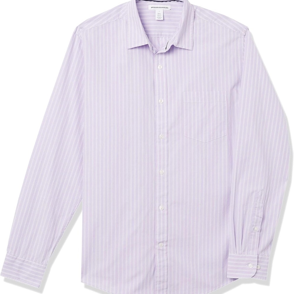 Amazon Essentials Men's Light Purple Striped Dress Shirt